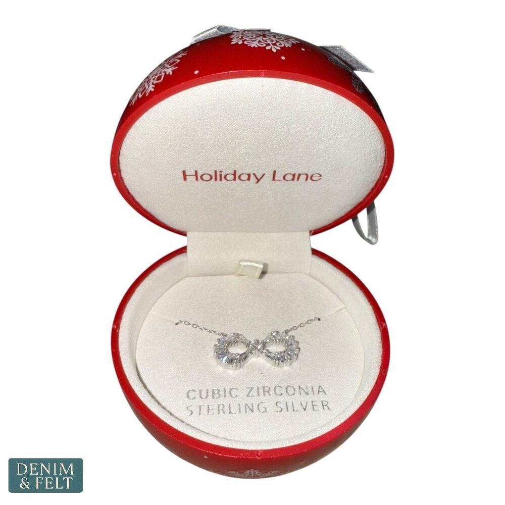 Holiday Lane Sterling Silver Cubic Zirconia Infinity Pendant Necklace Ornament